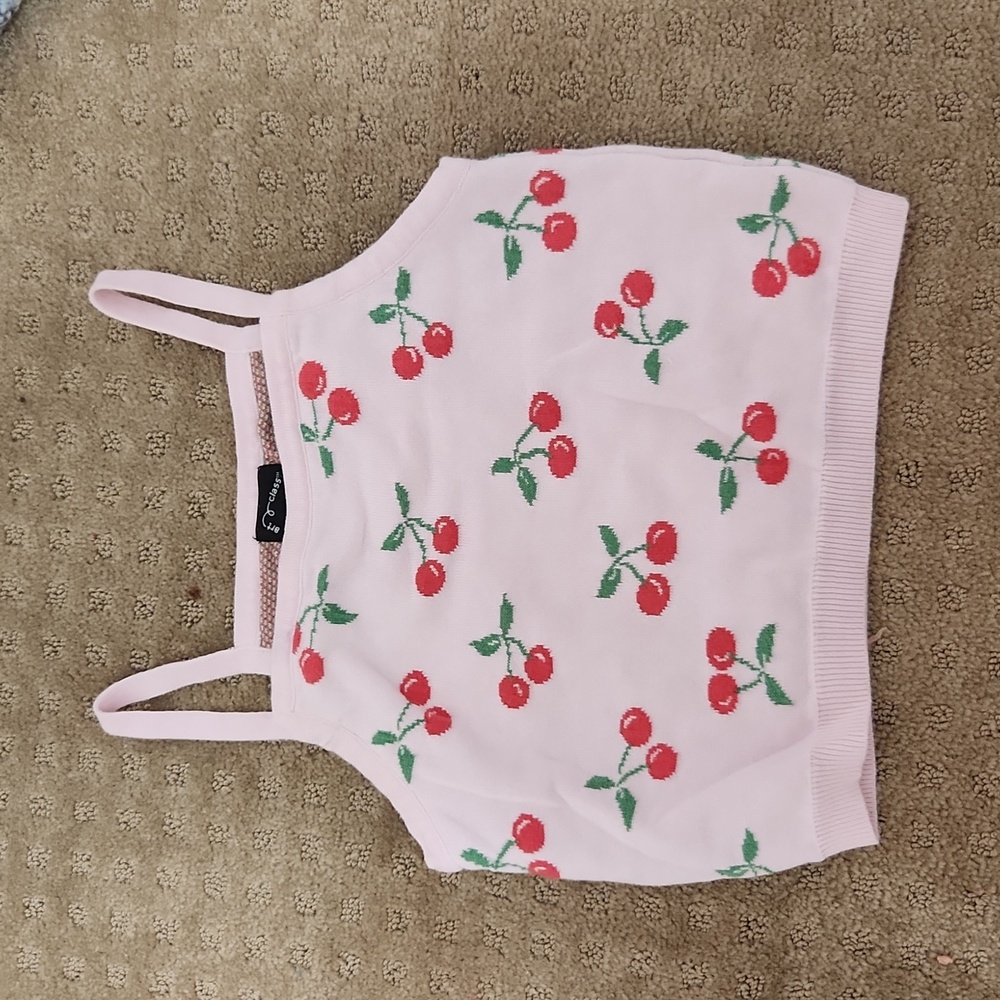 Girls cherry and pink tank top from art class.